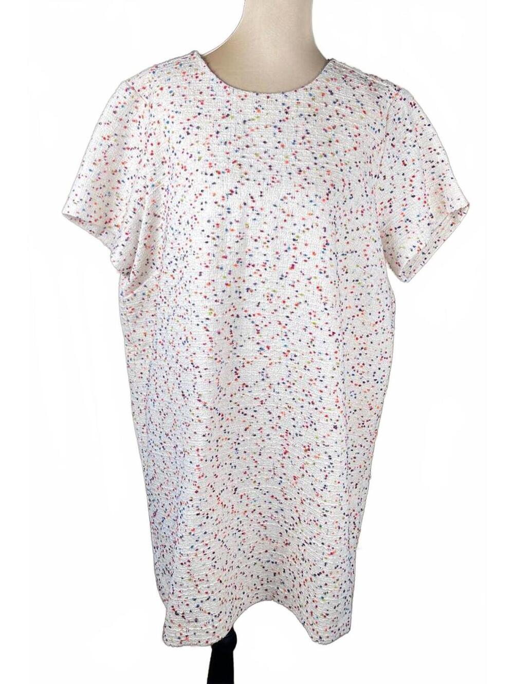 Express XL White Multicolor Speckled Short Sleeve Dress